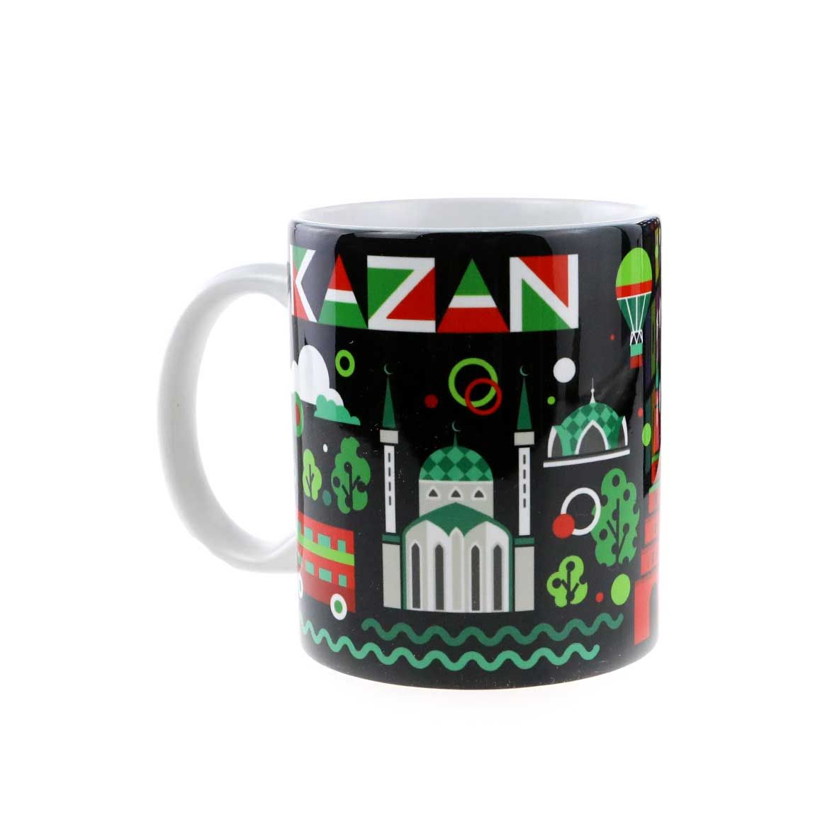 Керамическая кружка с геометрическим коллажем Казань , объем 330мл.