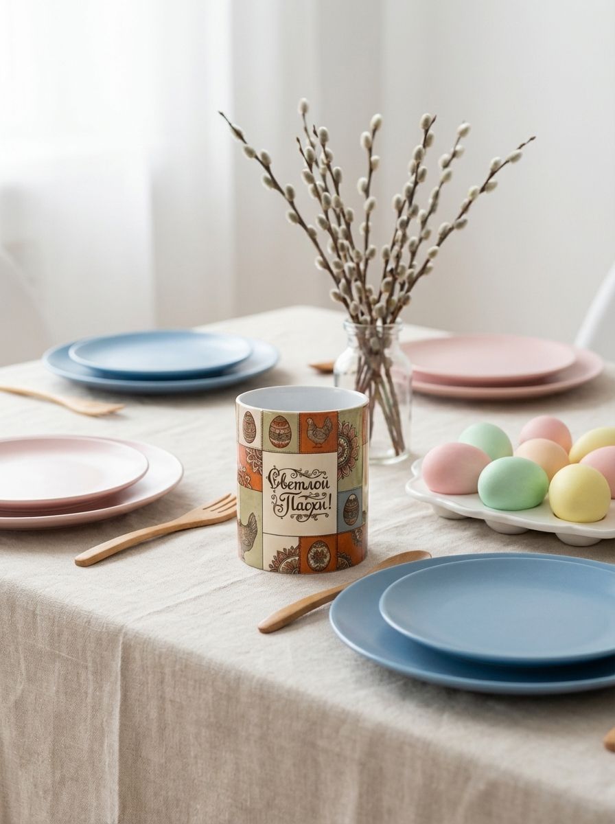 Керамическая кружка пасхальная принт с курочками - Яркий дизайн на пасху