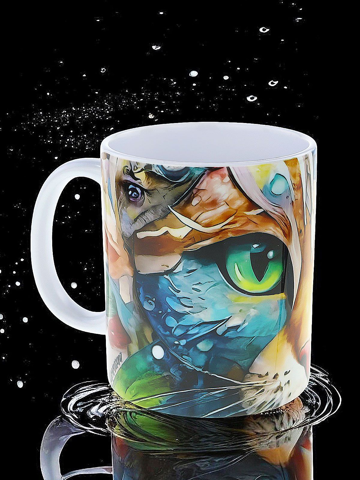 Кружка керамическая с изображением яркого кота, город Казань. Объем 330мл.