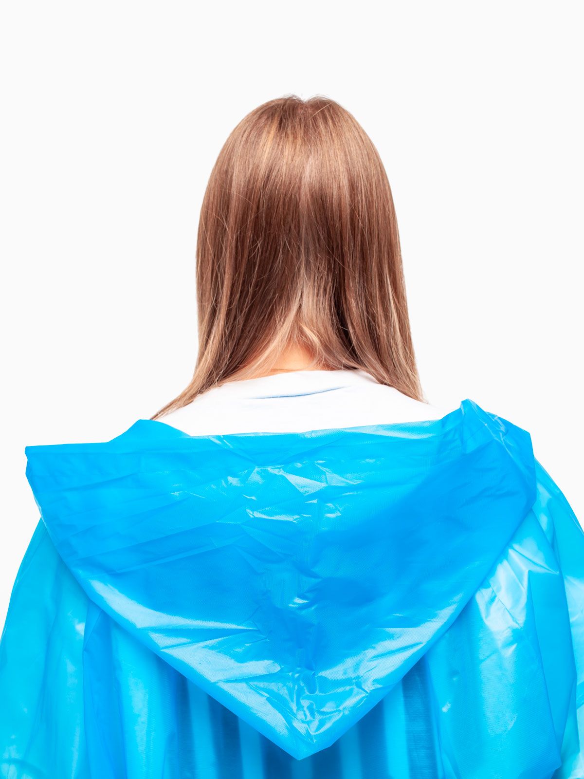 Дождевик водонепроницаемый c капюшоном женский / мужской / универсальный, на кнопках, полиэтилен, 15 мкм, цвет синий