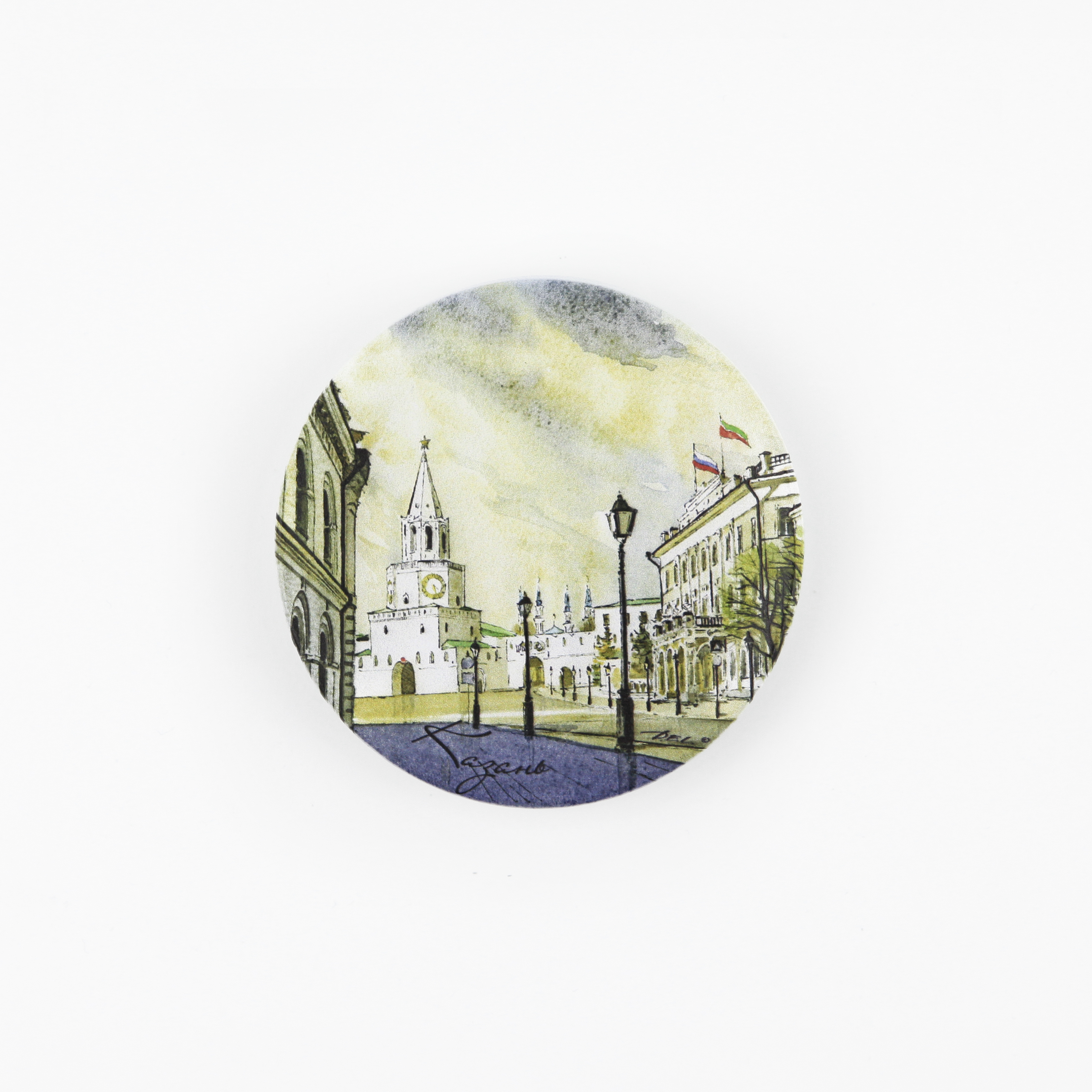 Магнит УФ тарелка 75 мм Спасская башня 75_06