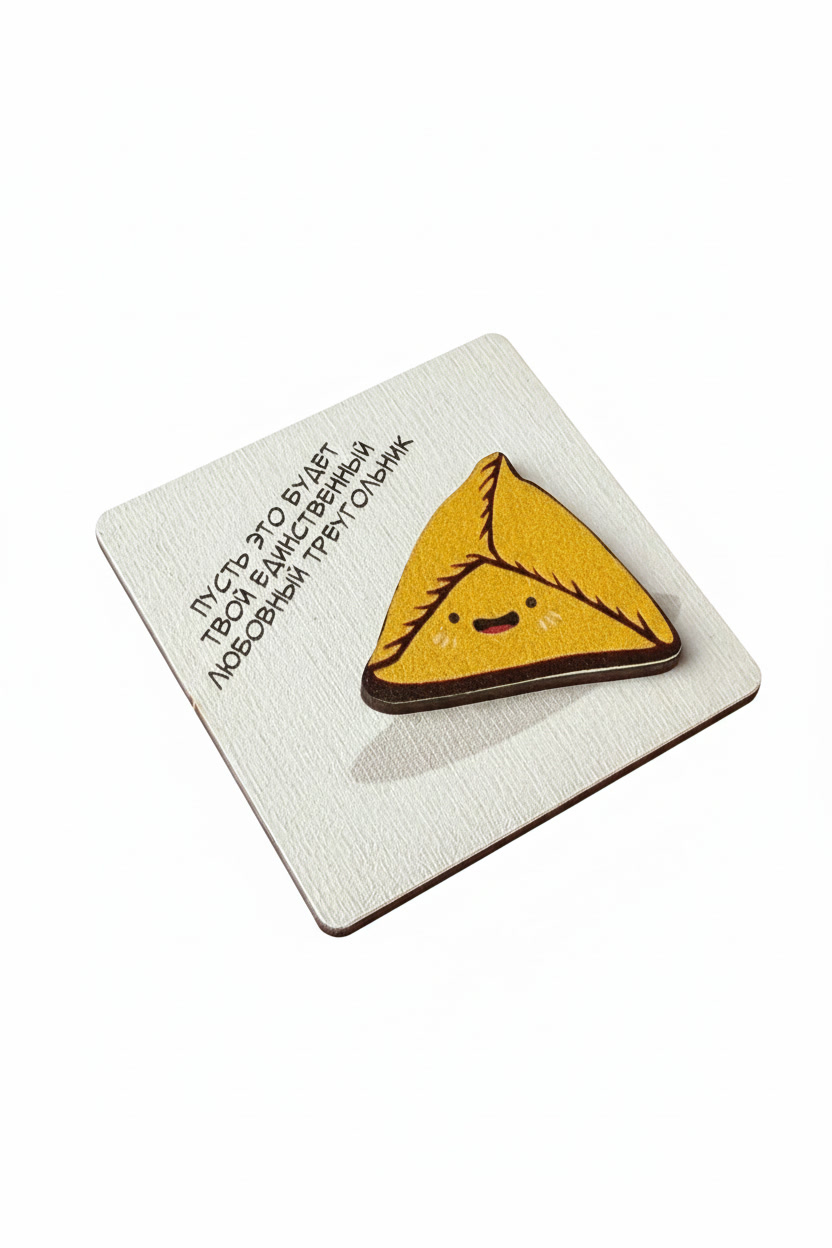 Магнит «Любовный треугольник» деревянный - Остроумный и душевный подарок со смыслом!