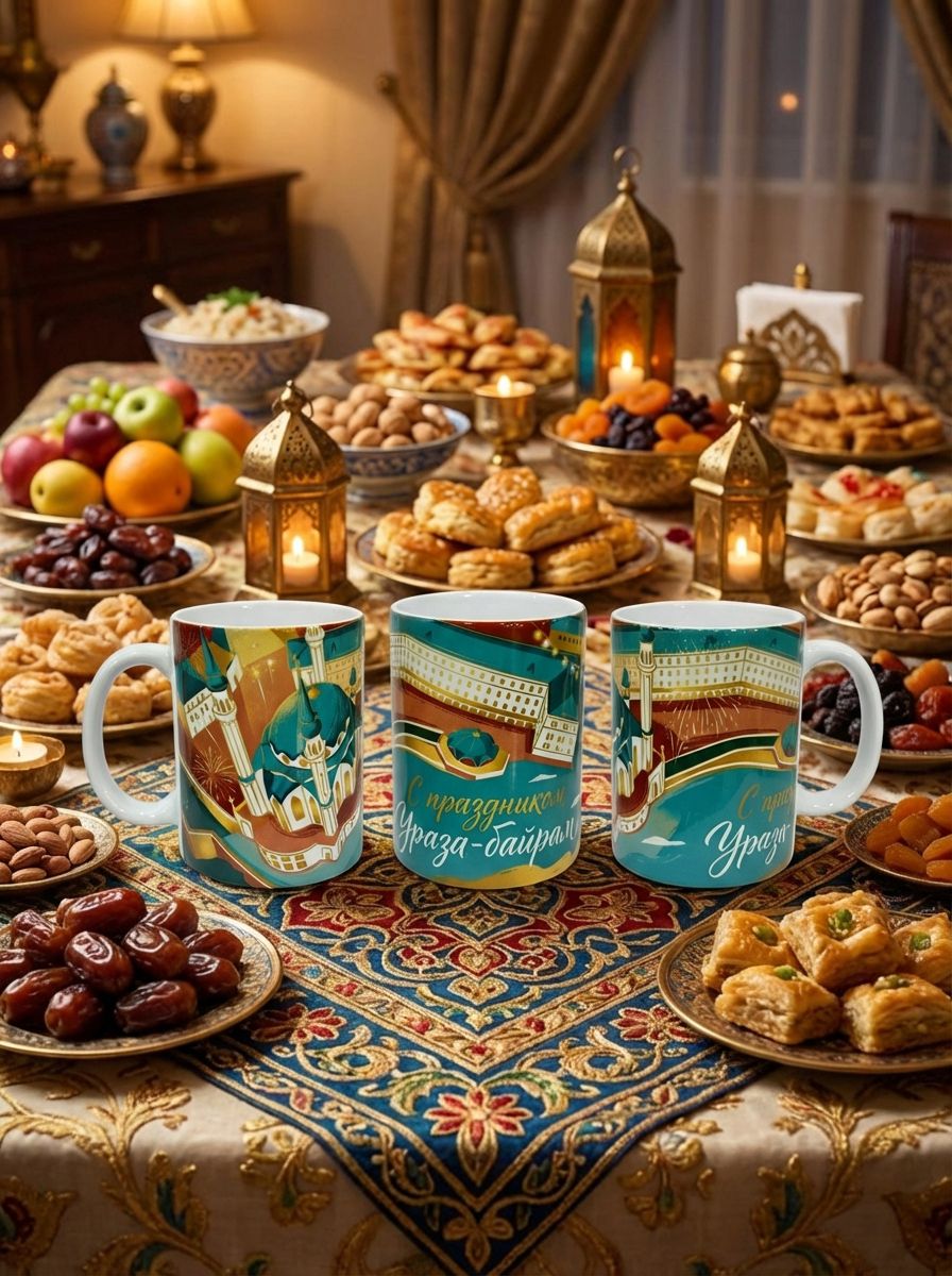 Керамическая кружка к празднику Ураза с видом Казани