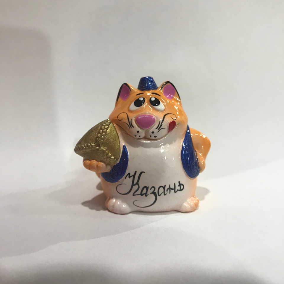 Кот с треугольником Казань 5см (синий)