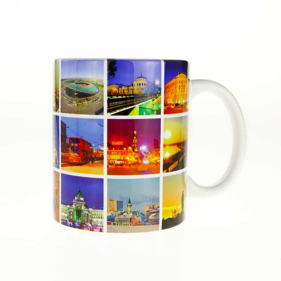 Кружка керамическая "Коллаж достопримечательностей Казани"