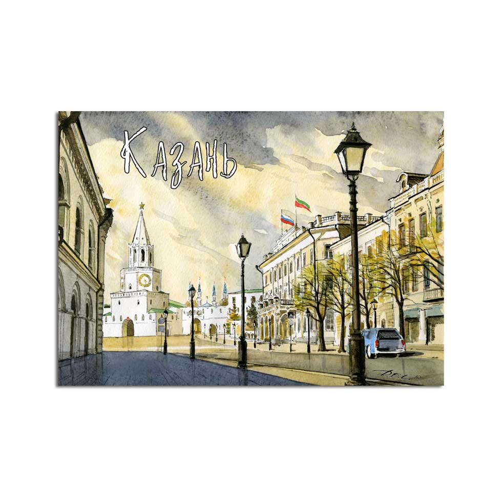 Магнит на холодильник Спасская башня Казань 50х70 мм сувенир