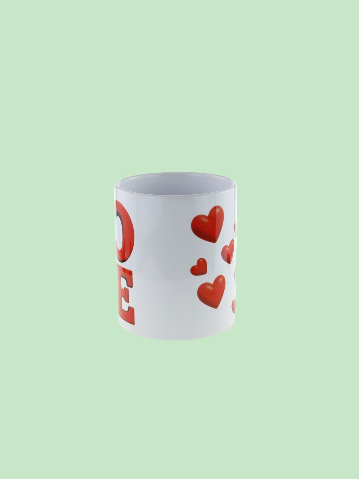 Керамическая кружка "LOVE" с надписью и сердечками