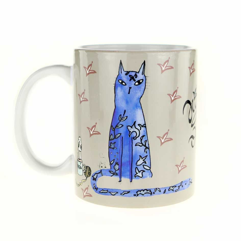 Керамическая кружка с котиком "Эйдегез чэй эчик" (пер. Идем пить чай)
