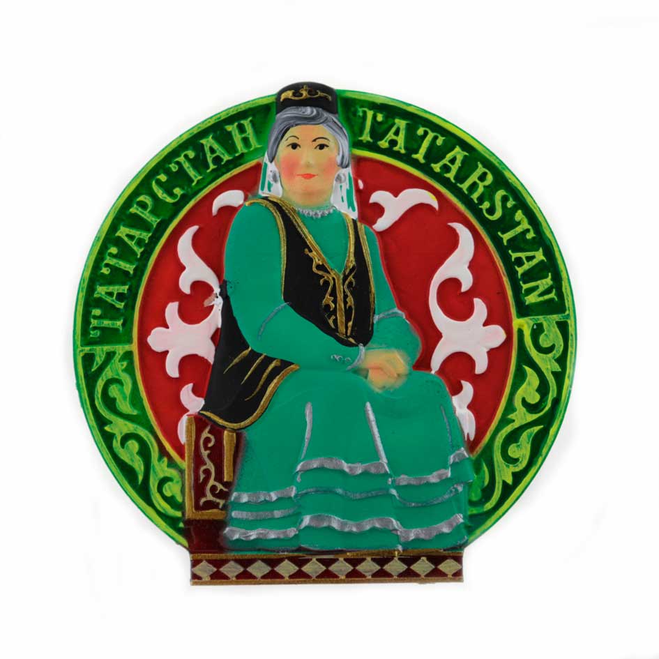 Магнит барельеф Бабушка РТ в зелёном_02