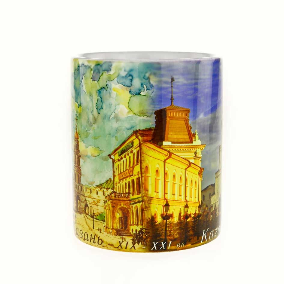Кружка керамическая с фото принтом "Спасская Башня: из прошлого в настоящее"