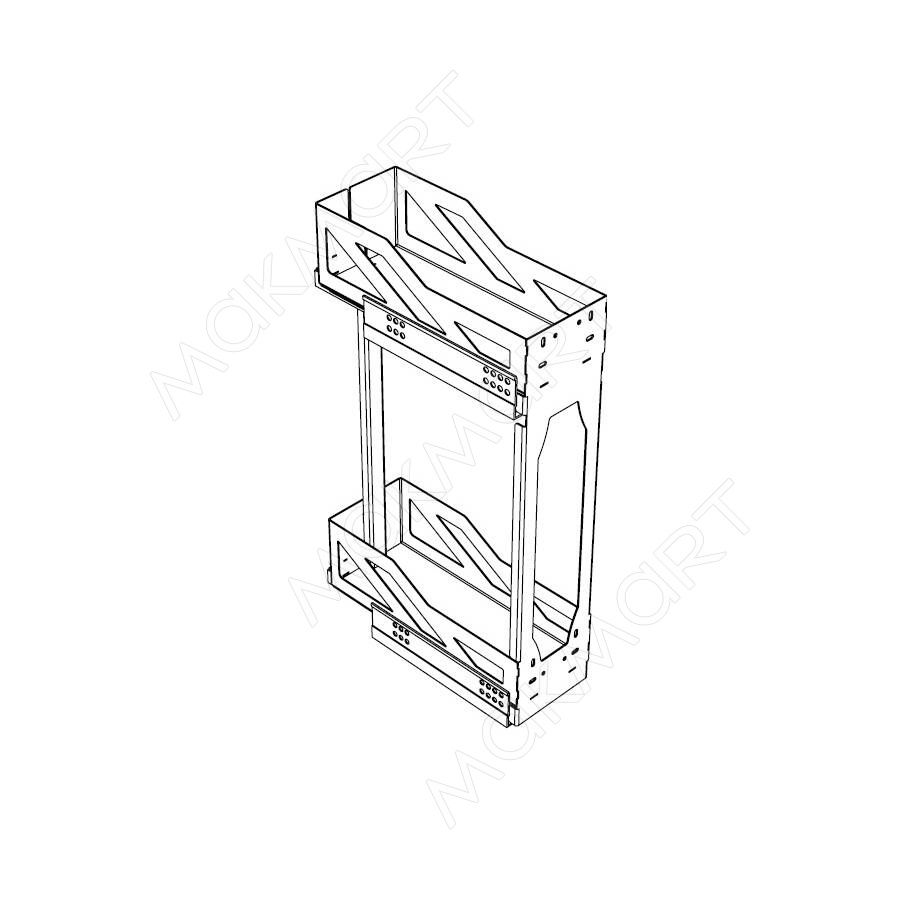 Element 7 Корзина в верхнюю базу 150 выдвижная с доводчиком, отделка орион серый, левая