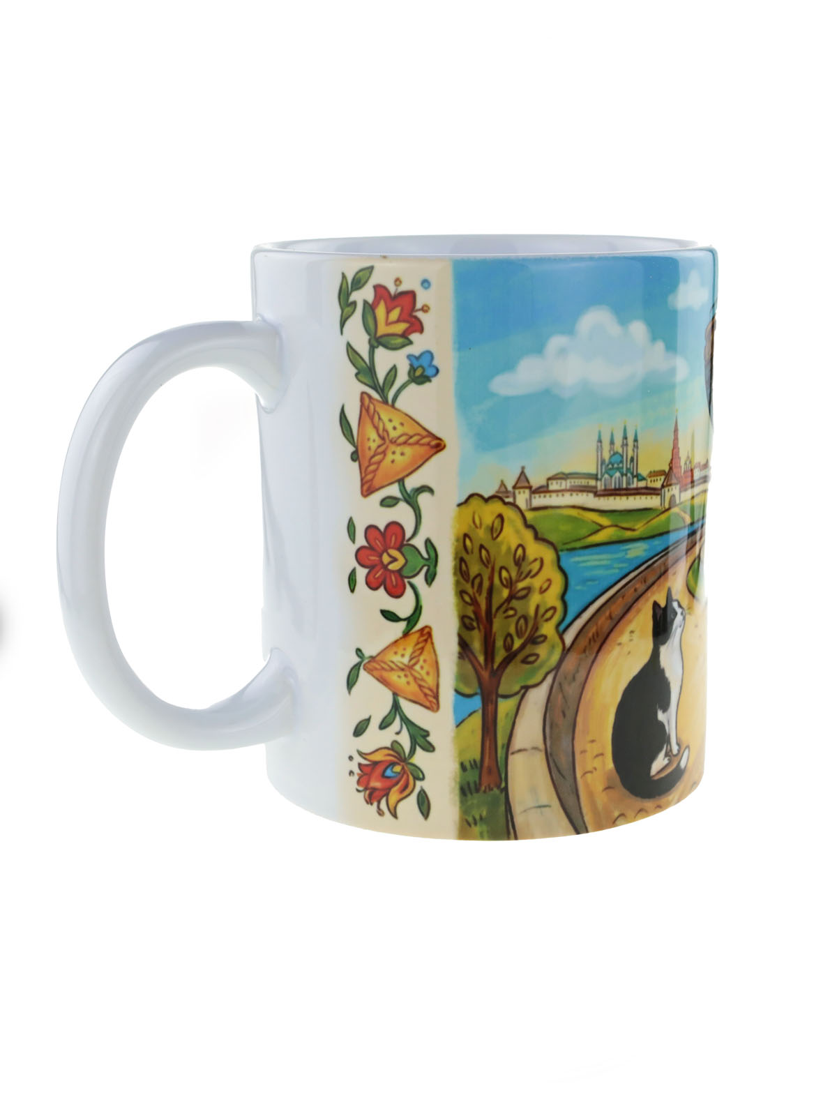 Керамическая кружка "Котовасия в Казани" с уникальным рисунком , объем 330мл.