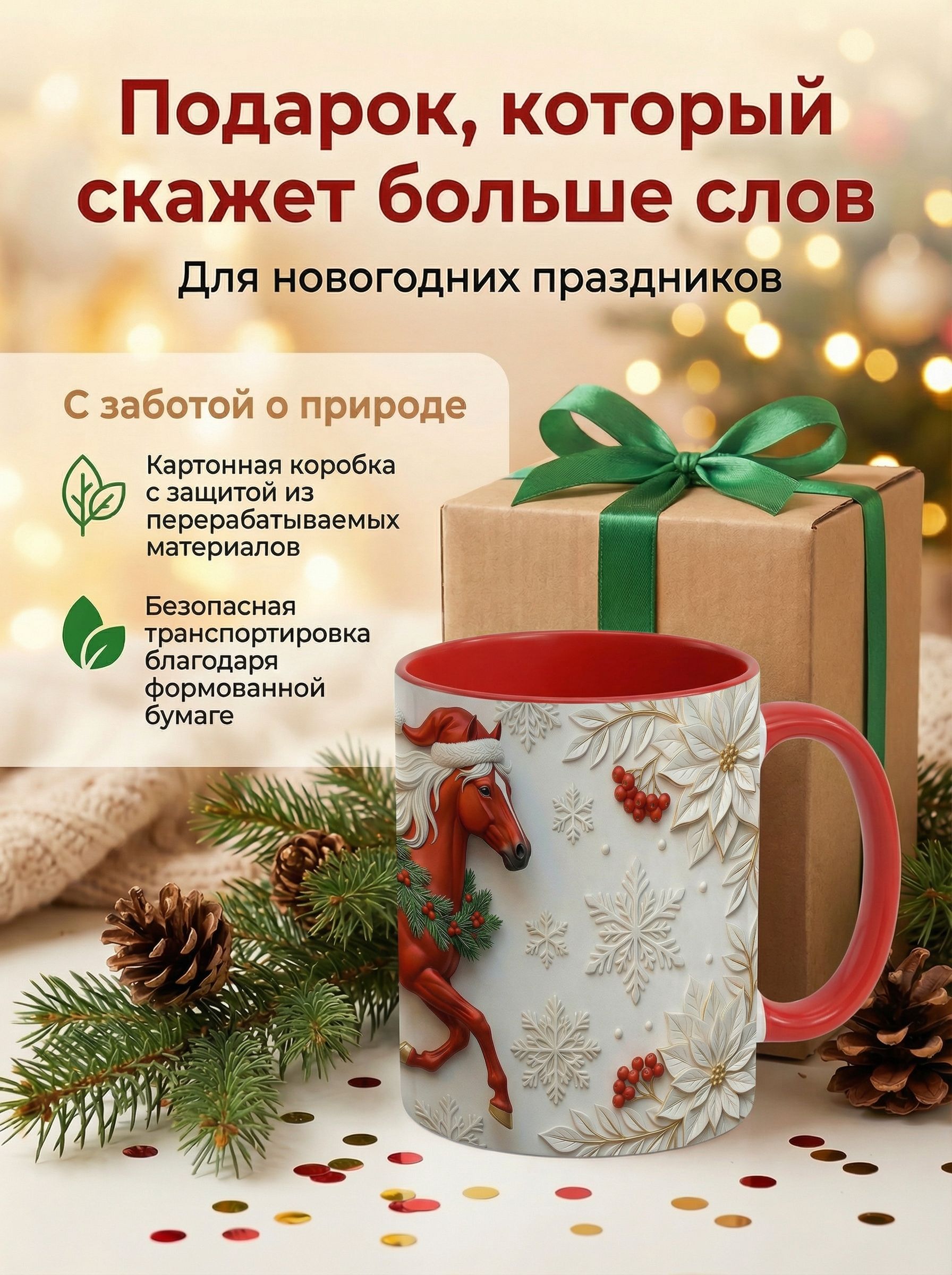 Кружка керамическая "Огненный Конь 2026" 330 мл. - Заряд страсти и побед в Новом году!