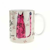 Керамическая кружка с котиком "Эйдегез чэй эчик" (пер. Идем пить чай)