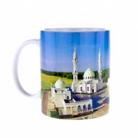 Керамическая кружка с изображением белой мечети Болгар день, объем 330мл.