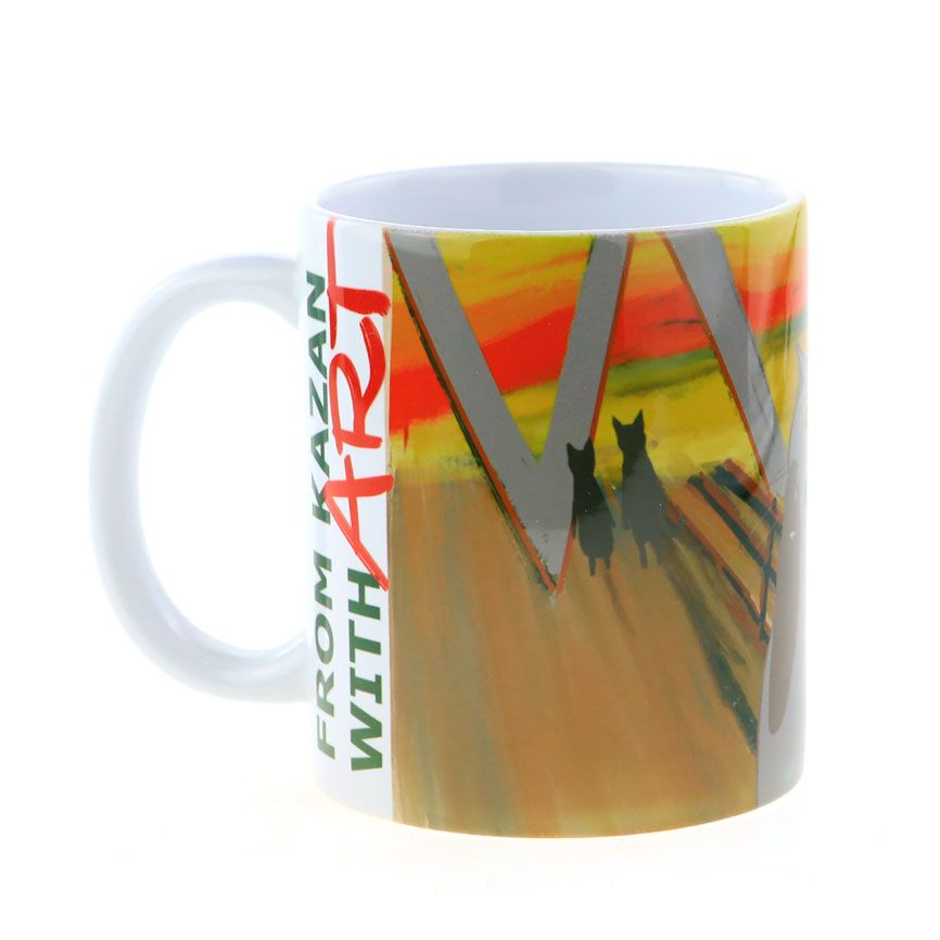 Керамическая кружка "Из Казани с искусством ...по мотивам знаменитой картины Эдварда Мунка "Крик", объем 330мл.