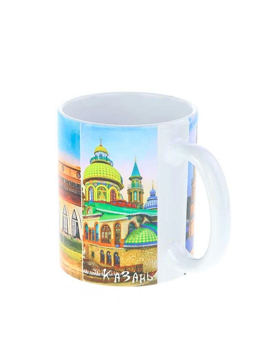Керамическая кружка "Коллаж Казани" на основе картин казанских художников