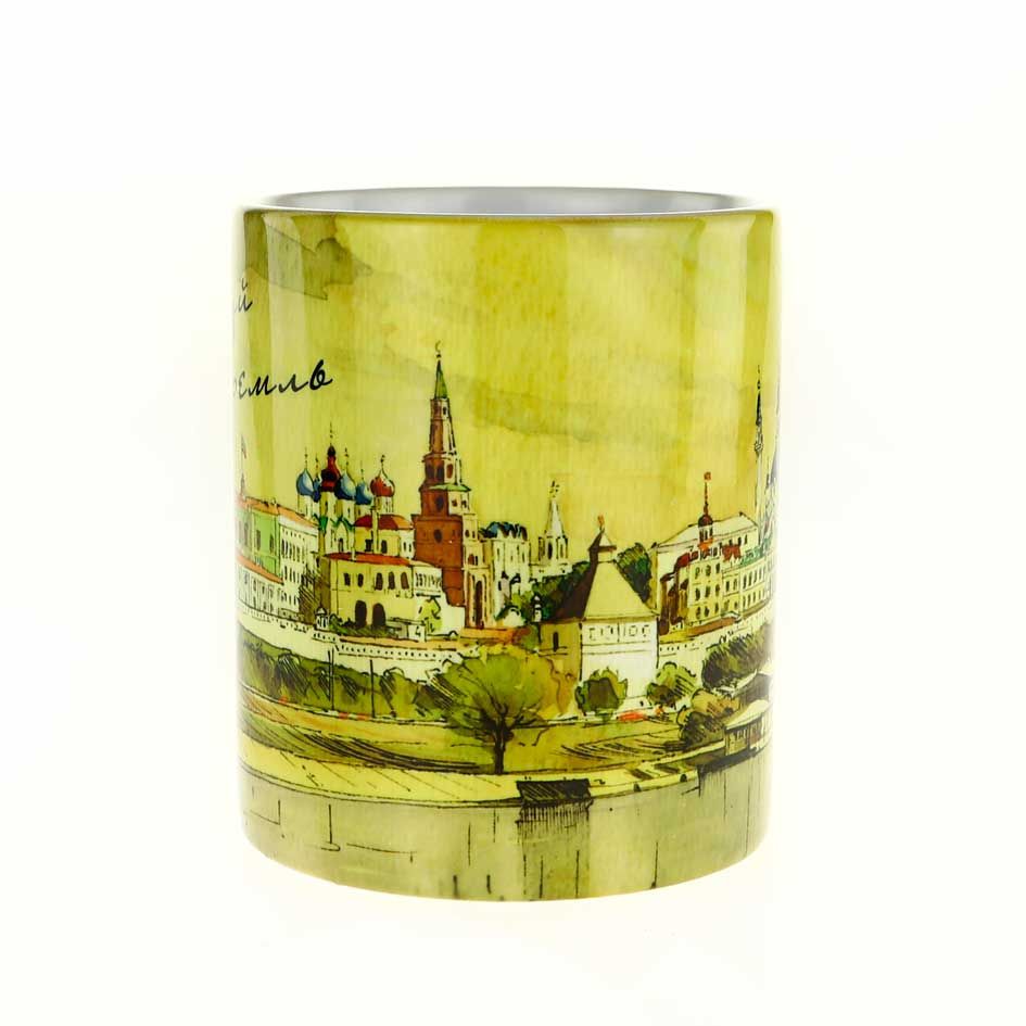 Кружка керамическая с панорамой Казанского Кремля, принт с картины известного художника, 330мл