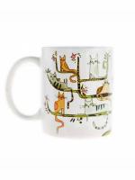 Керамическая кружка с рисунком Котики на дереве , объем 330мл.