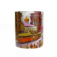 Кружка с изображением архитектуры Казани "Улица Баумана. Назад в прошлое" керамическая 330мл. с историческим принтом