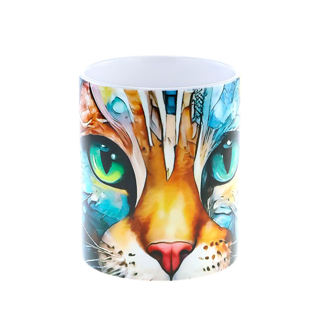 Кружка керамическая с изображением яркого кота, город Казань. Объем 330мл.