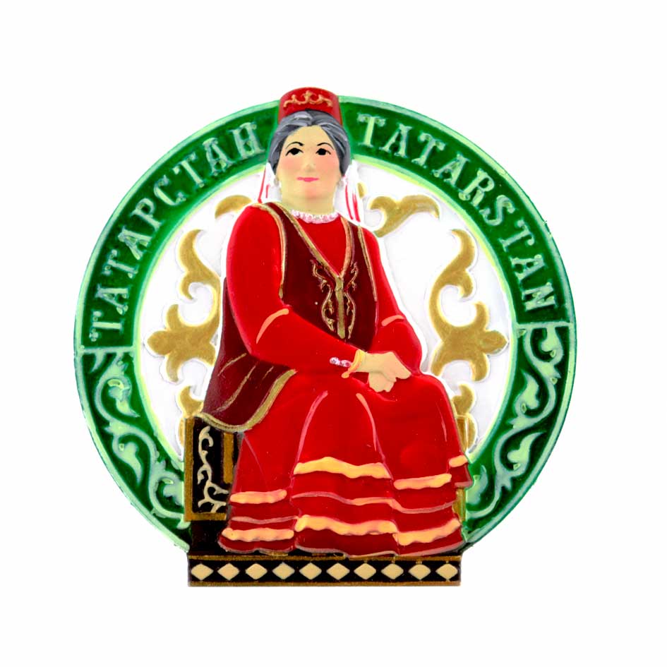 Магнит барельеф Бабушка РТ в красном_01