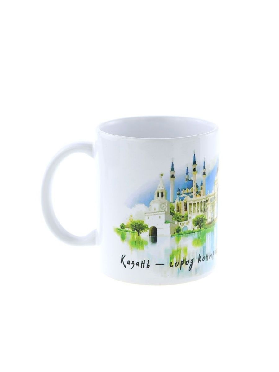 Кружка керамическая "Казань - город контрастов" коллаж, рисунок