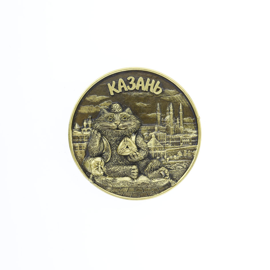 Магнит круг Кот с треугольником 7см