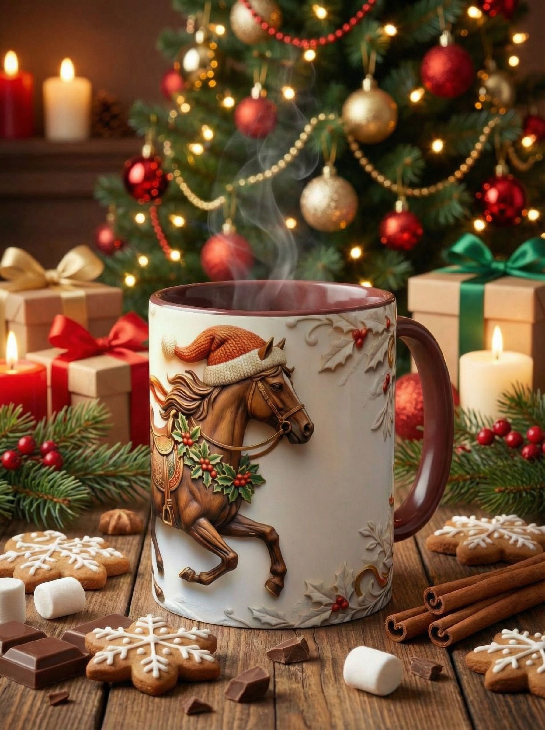 Кружка керамическая "Гнедой Конь 2026" 330мл. - Гармония силы и уюта в новом году!