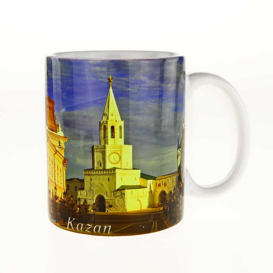 Кружка керамическая с фото принтом "Спасская Башня: из прошлого в настоящее"