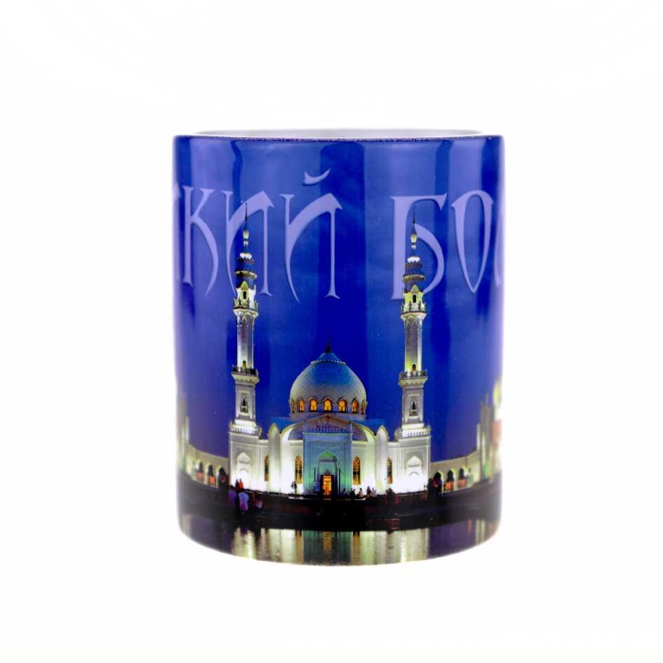 Керамическая кружка с изображением белой мечети Болгар ночь, объем 330мл.