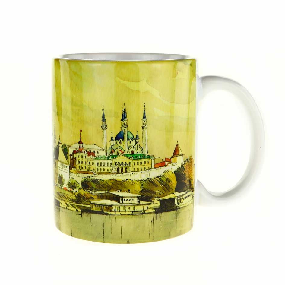 Кружка керамическая с панорамой Казанского Кремля, принт с картины известного художника, 330мл