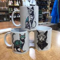 Керамическая кружка с рисунком "Кот задира", объем 330мл.