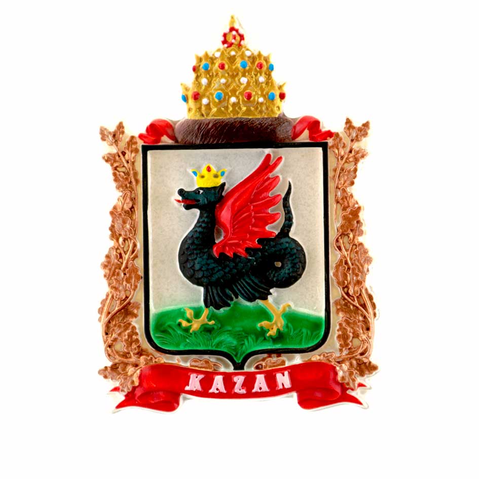 Магнит барельеф 6х8см Герб Казани цветной_11
