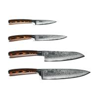 Набор из 4х ножей Damascus Suminagashi + универсальная подставка Omoikiri Damascus Suminagashi-SET
