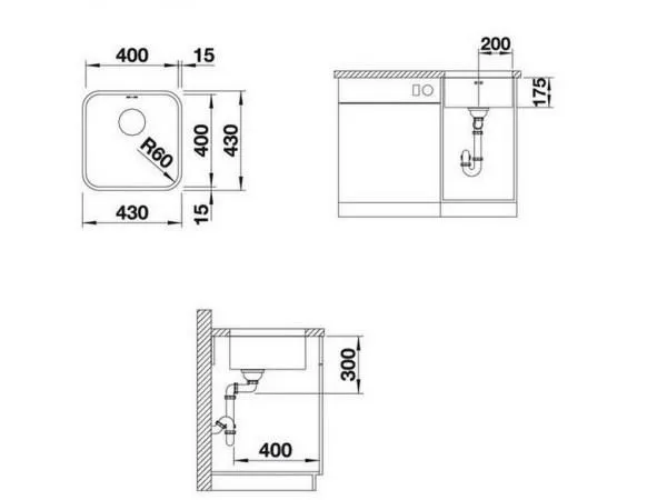 Мойка Blanco Supra 400-U нержавеющая сталь полированная с корзинчатым-вентилем