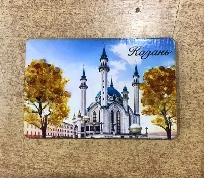 Магнит дерево янтарь Казань Кул Шариф 2 дерева