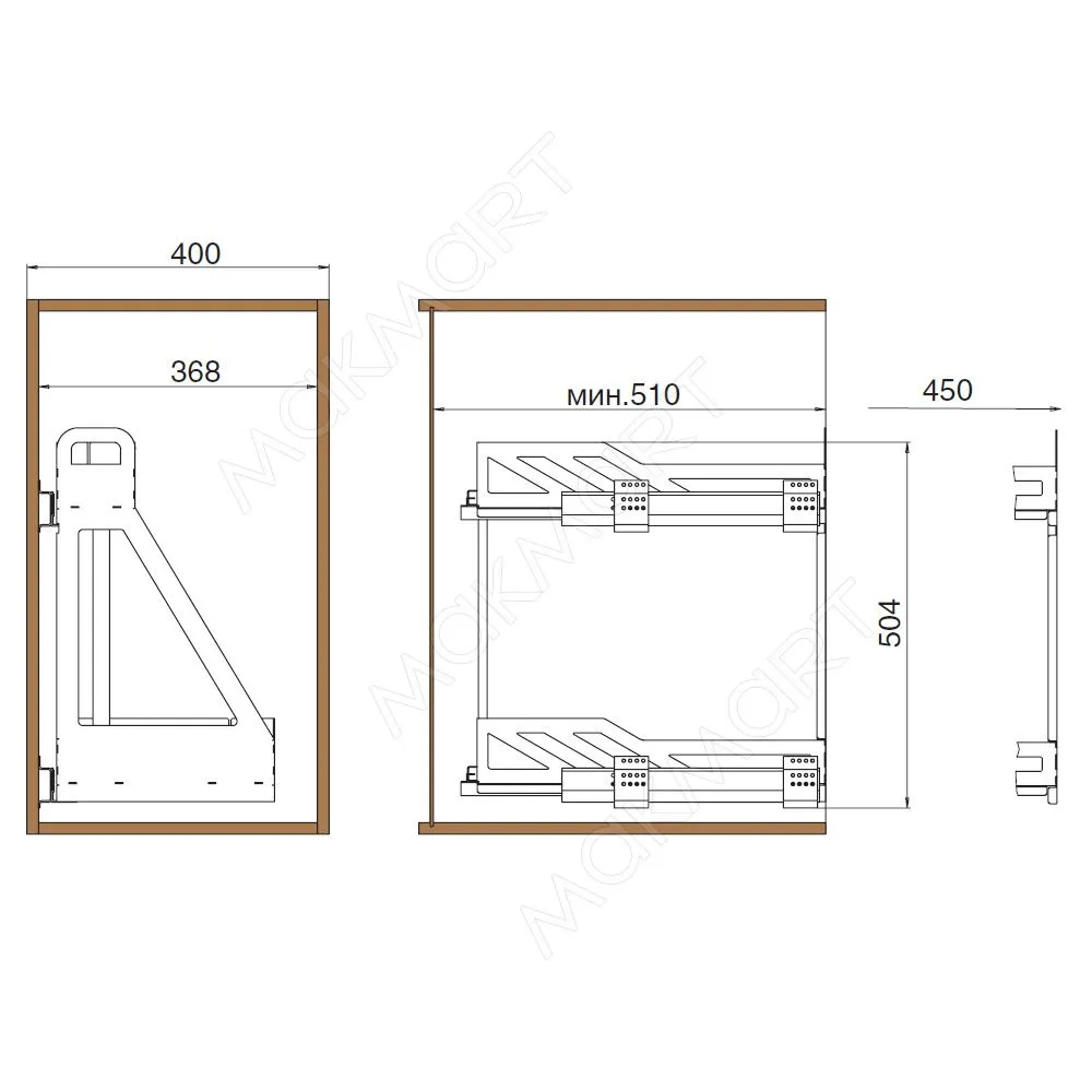 Element 7 Сетка выдвижная для бытовой химии, отделка орион серый, левая
