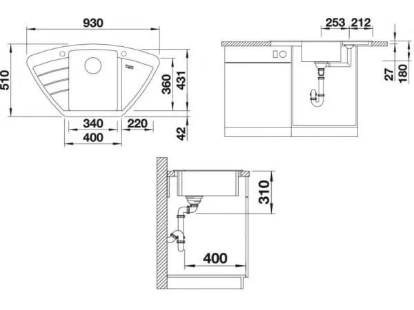 Мойка Blanco Zia 9 E антрацит