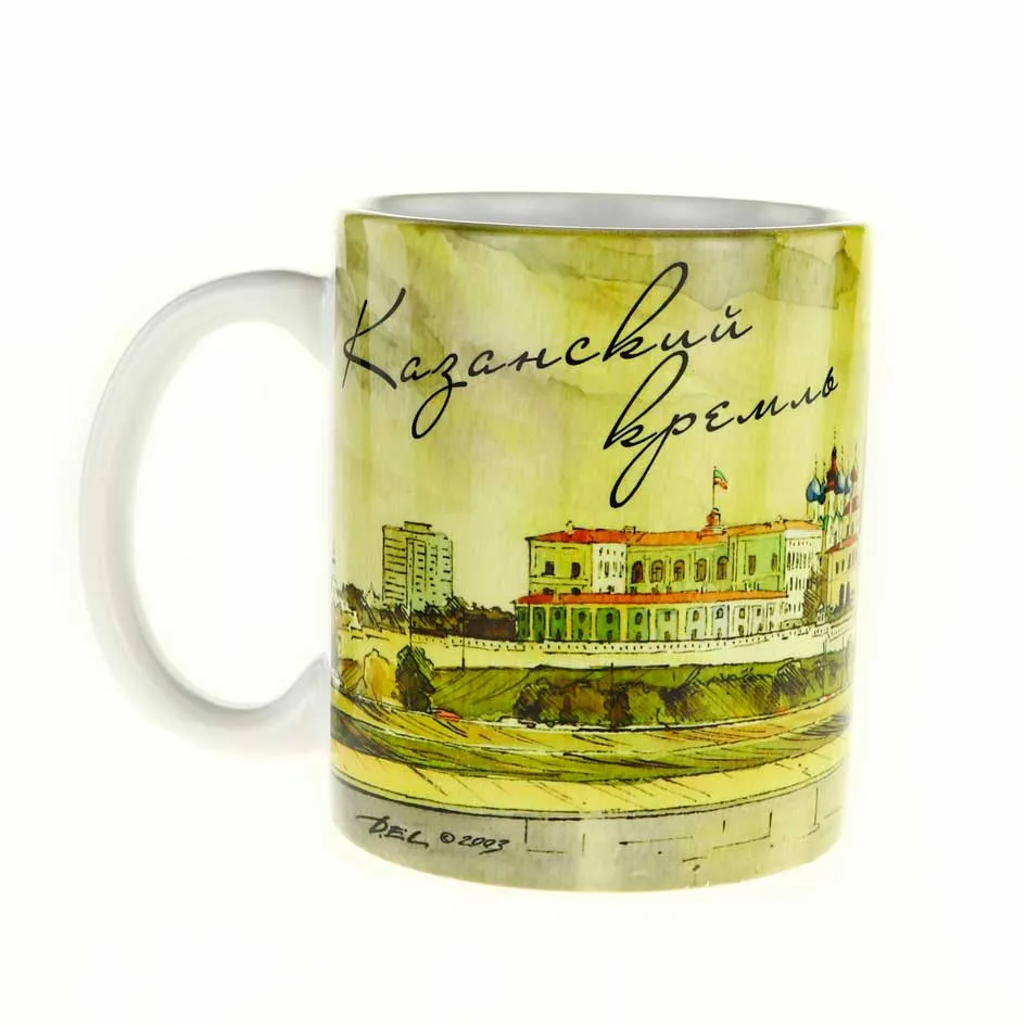 Кружка керамическая "Панорамма Казанского Кремля", рисунок Хамидуллина