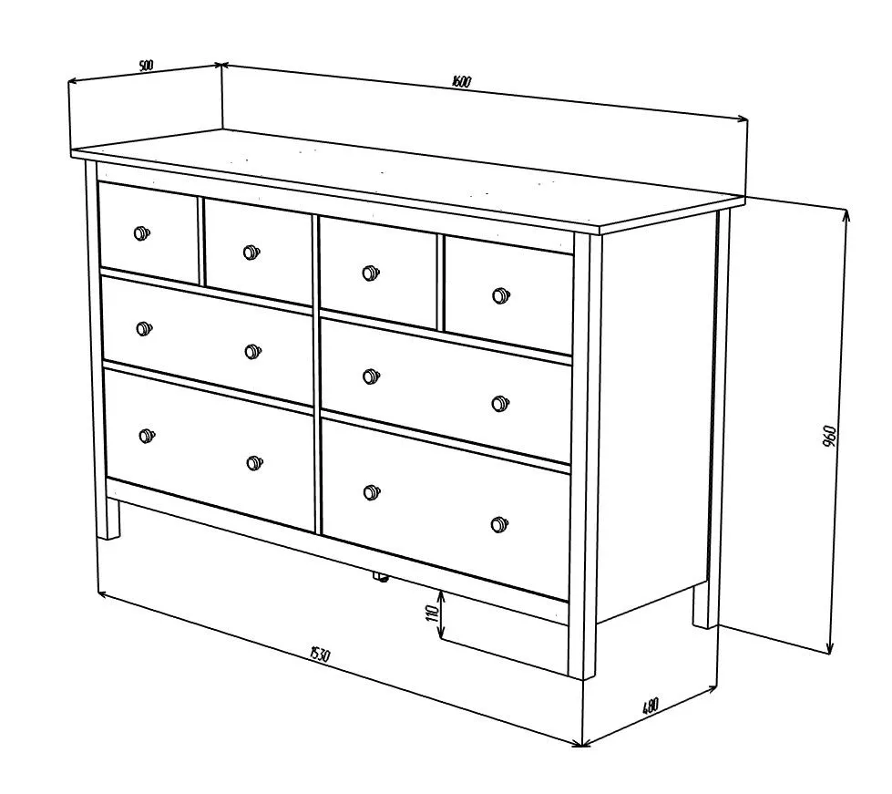 Комод с 8 ящиками HEMNES IKEA, 160x96 см
