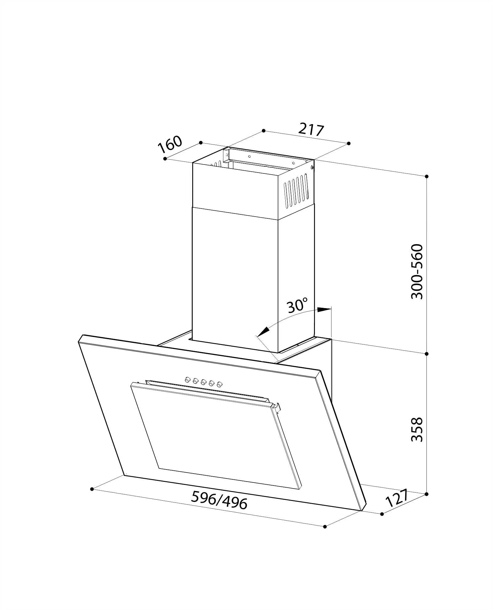 Наклонная вытяжка LEX MINI 600 IVORY