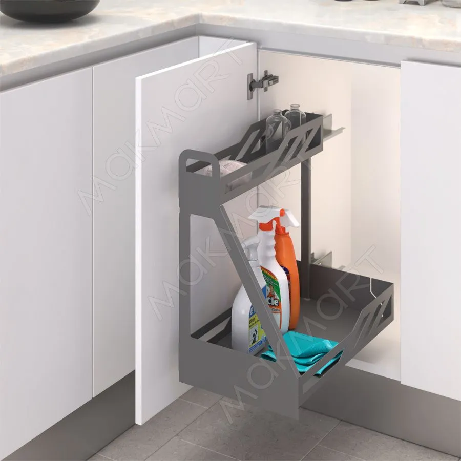 Element 7 Сетка выдвижная для бытовой химии, отделка орион серый, левая