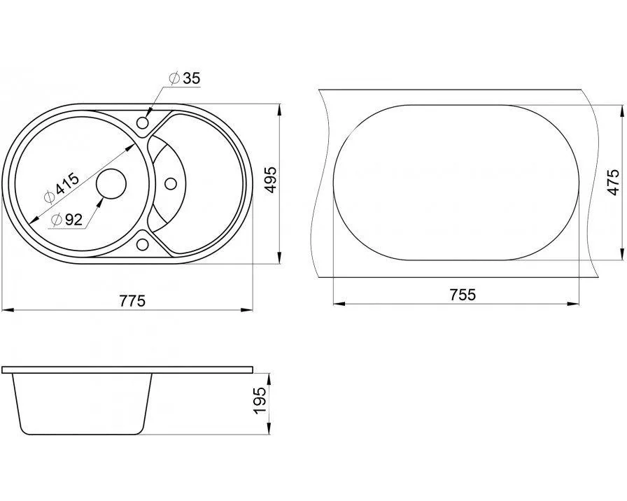 Мойка Granula 7801 черный