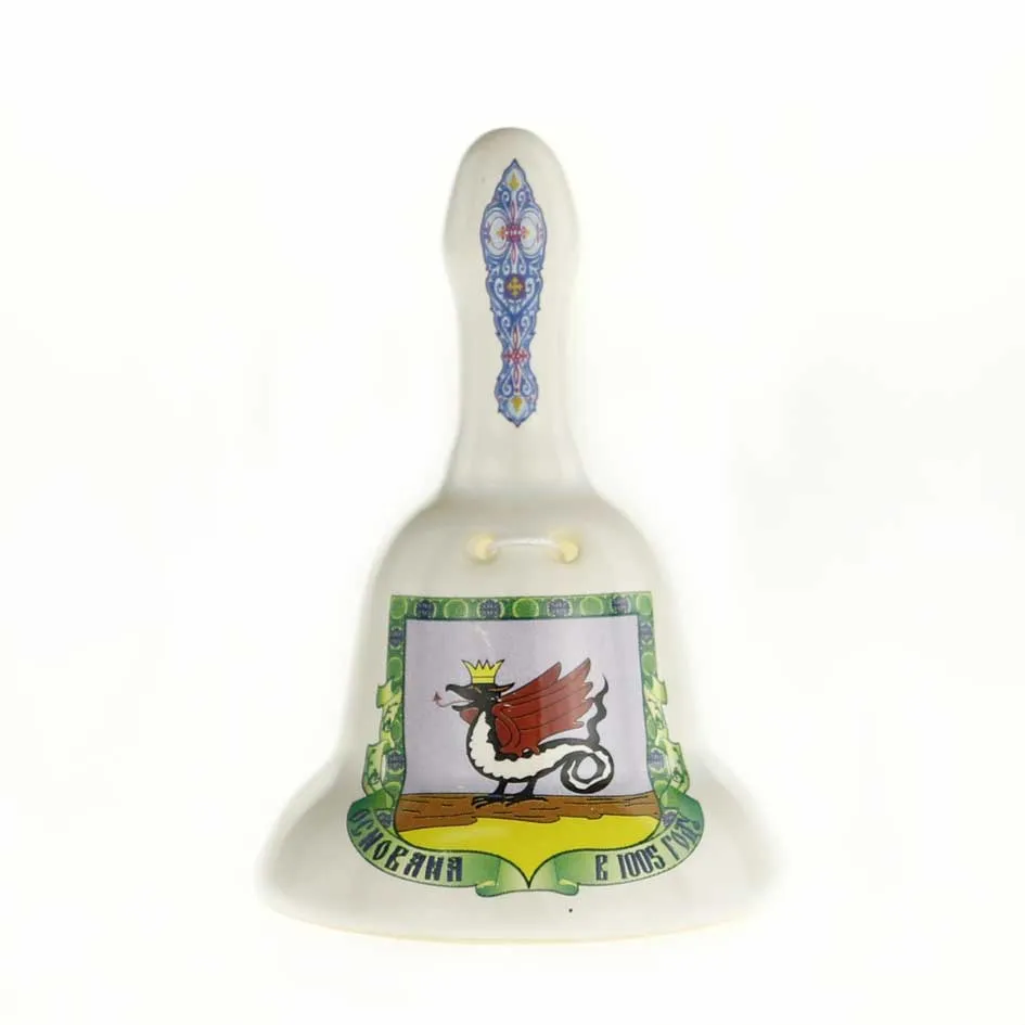 Колокольчик керамика большой круглый с ручкой Казань