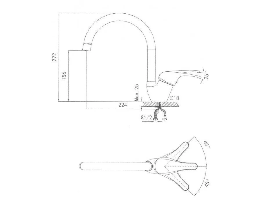 Смеситель для мойки Granula 1024 черный