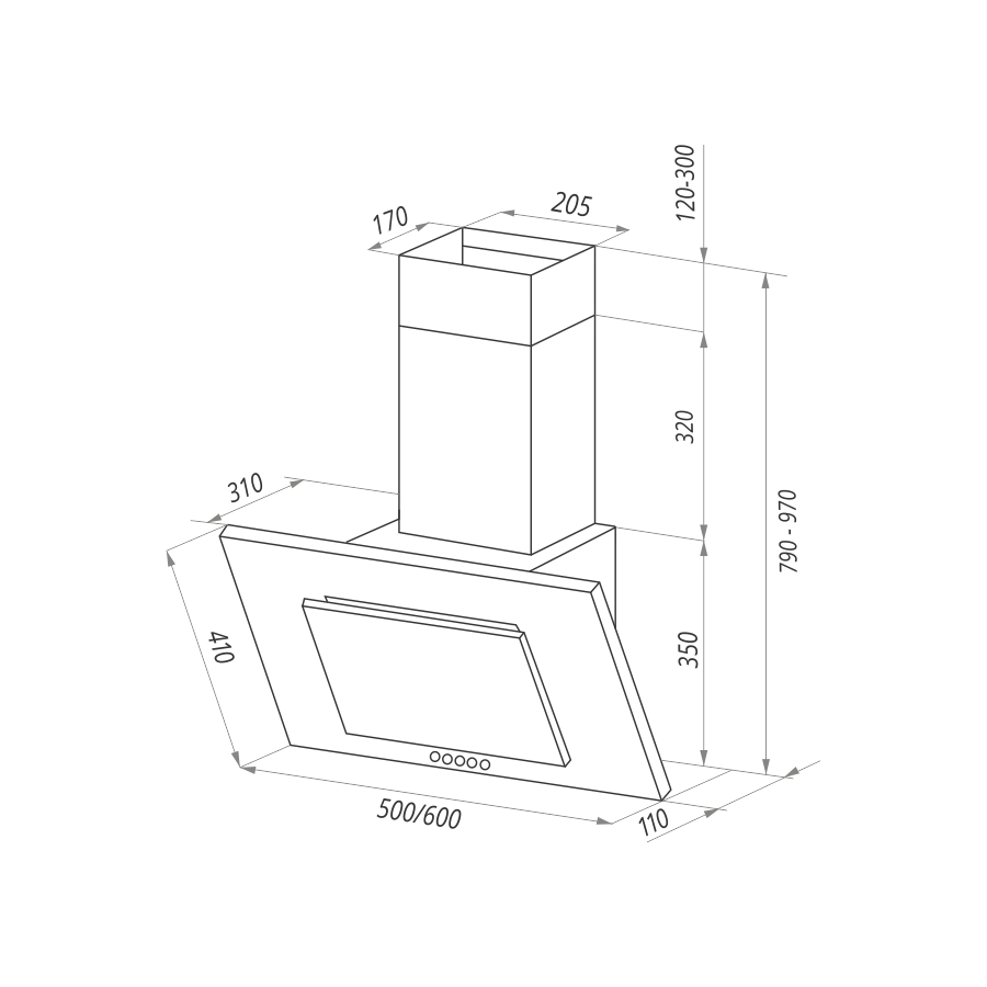 Наклонная вытяжка Maunfeld TOWER C 50 Black