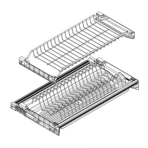 Сушка 2-уровневая в базу 500/16, с рамкой, поддон 1 шт. (пластик), отделка серая