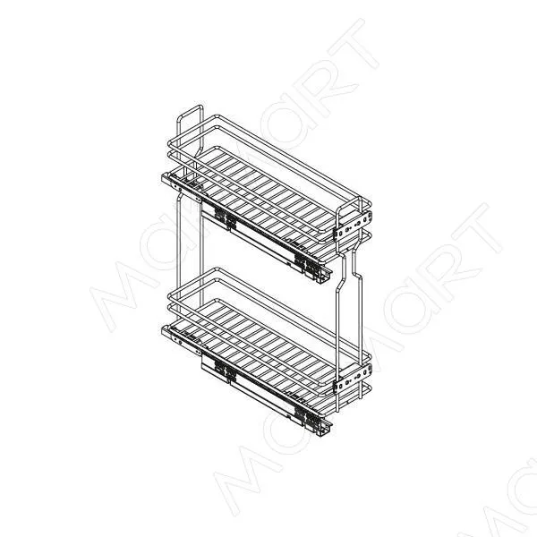 Сетка в базу 200 выдвижная с доводчиком, отделка хром