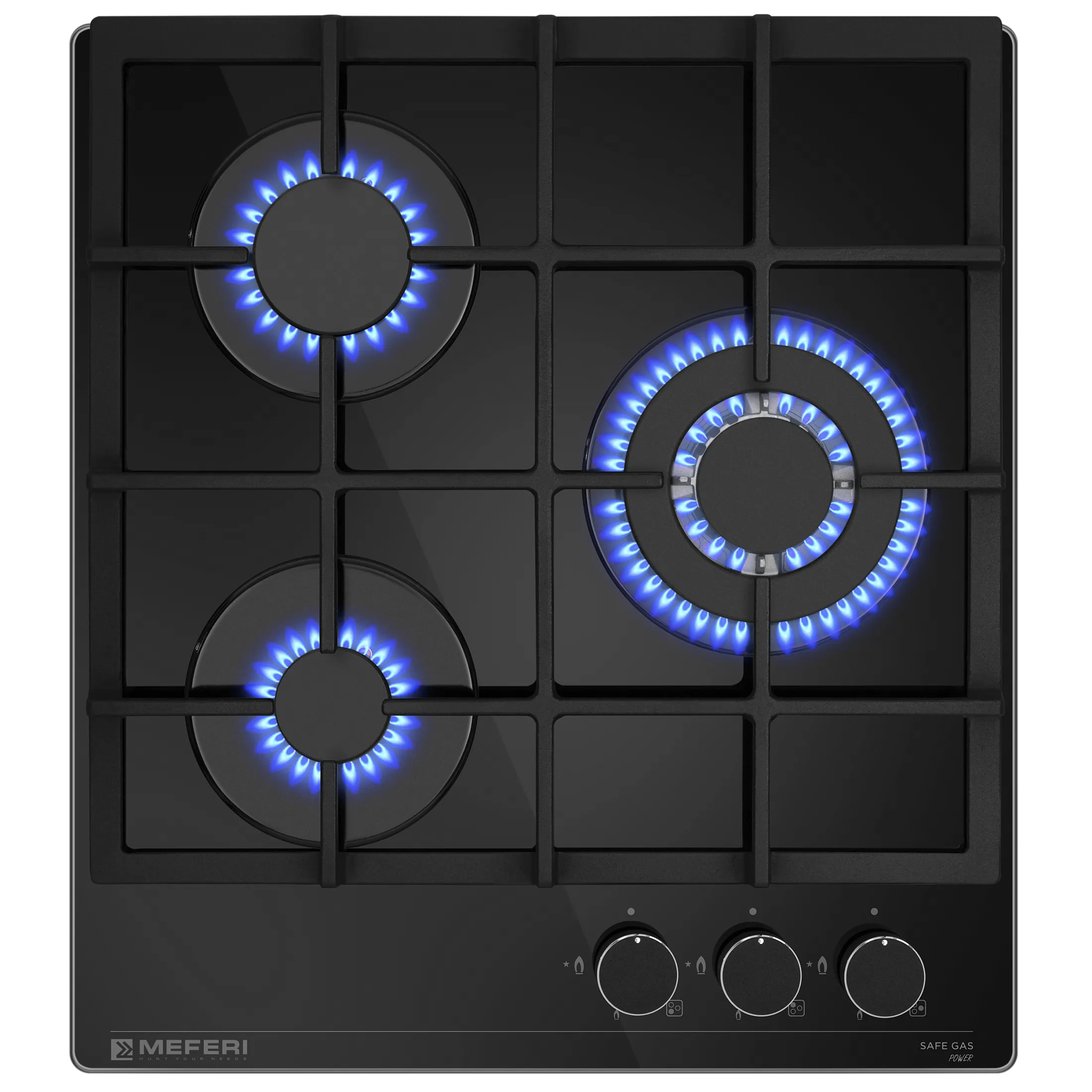 Варочная панель газовая Meferi MGH453BK GLASS POWER